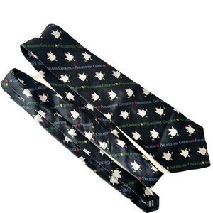 Chelsea Men's Philadelphia Chickens Neck Tie Black White Silk